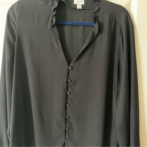 J. Crew Ruffle Neck Button Up Blouse - Picture 4 of 5